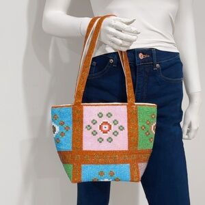 Ermo Vintage Y2K Multicolor Glass Beaded Handbag Tote Purse Shoulder Bag RARE